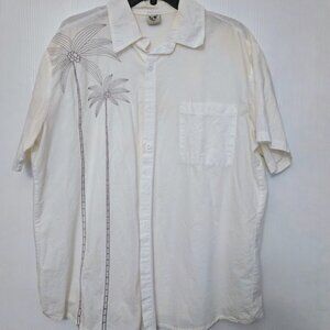 Men's Hardaddy white cotton S/S shirt with embroidered palm‎ Size L